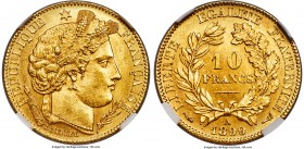 Republic gold 10 Francs 1899-A MS67 NGC, Paris mint, KM830, Fr-594. An offering of tremendous quality, struck to pinpoint definition and exhibiting ra...