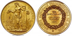 Republic gold Specimen "National Horticultural Society" Medal ND (1880)-DT SP64 PCGS, 36mm. 26.08gm. A satiny medal of superb appearance for the grade...