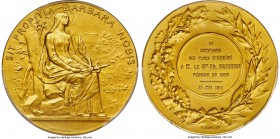 Republic gold Matte Specimen "Mines à Charbon d'Aniche" Medal 1911 SP66 PCGS,  Müseler Nachtrag 18/114 B. 36.55mm. By H. Dubois and D. Dupuis. With th...