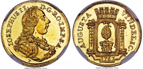 Augsburg. Josef II gold Ducat 1767-T MS62 NGC, KM187, Fr-109. A beautiful Ducat skillfully engraved in classic 18th century style. Fully struck, with ...