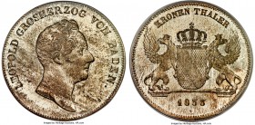 Baden-Durlach. Leopold I Taler 1833 MS66 PCGS, KM195.2, Dav-519. A wonderful gem example of this large taler issue with lustrous satiny surfaces and a...