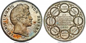 Bavaria. Ludwig I 2 Taler 1838 MS64 PCGS, KM795. A singular issue that commemorates the reappointment of Bavaria, possessing sublime, dove-gray color ...