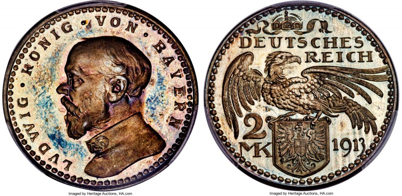 Bavaria. Ludwig III 10-Piece Certified Goetz Specimen Pattern Set 1913 PCGS, 1) ...