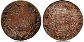 Brunswick-Wolfenbüttel. August 1-1/2 Taler 1664 AU55 NGC, KM450.4, Dav-LS77. An interesting large taler issue with "1 1/2" stamped into the planchet. ...