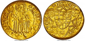 Cologne. Friedrich II gold Gulden ND (1371-1414) MS63 NGC, Bonn mint, Fr-791, Saurma-2682. FRIDICVS ARPVS COL’, coat-of-arms of Köln-Saarwerden surrou...