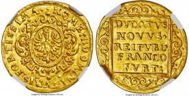Frankfurt. Free City gold Ducat 1640-AM MS66 NGC, KM85, Fr-972. Given that this issue is commonly found more heavily circulated, the level of preserva...