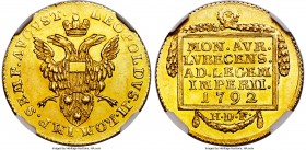 Lübeck. Leopold II gold Ducat 1792-HDF MS62 NGC, KM196, Fr-1500, J-46. A lustrous example exhibiting strong detail and wonderfully balanced eye appeal...