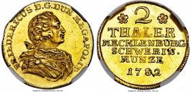 Mecklenburg-Schwerin. Friedrich II gold 2 Taler 1782 MS63 NGC, KM210, Fr-1723. A truly choice example from this fleeting and highly sought series, exh...