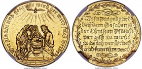 Nurnberg. Free City gold Baptismal Medal of 2 Ducats ND (ca. 1700) AU58 NGC, Goppel-1075 (obverse). 6.98gm. A highly lustrous double-ducat showing a b...