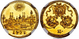 Nürnberg. Free City gold 1/2 Ducat 1773 MS64 Prooflike NGC, KM368, Fr-1912. The level of detail seen in this wonderful example nearly rivals that of t...