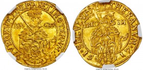 Saxony. Johann Georg I gold Ducat 1617 MS63 NGC, KM109, Fr-2663, Whiting-70. Obv. Mantled bust of Johann Georg right, wearing elector's cap and holdin...