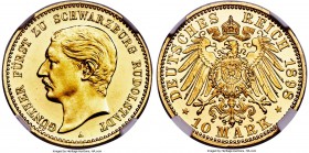 Schwarzburg-Rudolstadt. Günther Viktor gold Proof 10 Mark 1898-A PR64 Cameo NGC, Berlin mint, KM187, Jaeger-286. Mintage of 700 pieces in Proof. Obv. ...