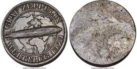 Weimar Republic Obverse and Reverse lead "Zeppelin" 5 Mark Die Trials 1930-A, Berlin mint, 35.5mm wide, 8mm thick, 74.5gm and 68.17gm. Produced on thi...