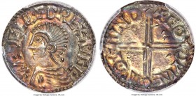 Kings of All England. Aethelred II (978-1016) Penny ND (c. 997-1003) MS65 PCGS, London mint, Godwine as moneyer, Long Cross type, S-1151, N-774. +ÆÐEL...