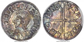 Kings of All England. Aethelred II (978-1016) Penny ND (c. 997-1003) MS65 PCGS, London mint, Swetinc as moneyer, Long Cross type, S-1151, N-774. +ÆÐEL...