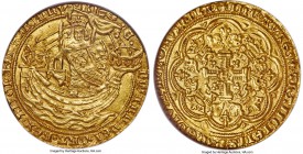 Edward III (1327-1377) gold Noble ND (1356-1361) MS63 NGC, London Mint, Cross 3 mm, Pre-Treaty Period, S-1490, N-1180. A sensational example of the Ed...