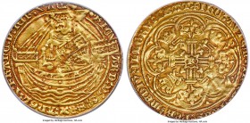 Richard II (1377-1399) gold Noble ND VF35 PCGS, London mint, Cross pattée mm, S-1654, N-1302. Crowned king with sword and shield standing facing in sh...