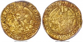 Henry VII (1485-1509) gold Angel ND (1505-1526) AU55 PCGS, Tower mint, Portcullius mm, S-2265, N-1760. First coinage. An admirable example of this sou...