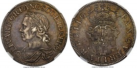 Oliver Cromwell Crown 1658/7 AU55 NGC, KM393.2, S-3226, ESC-10. Handsomely toned and with minimal high-point wear, a splendid specimen of Blondeau's C...