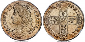 James II Crown 1687 MS62 NGC, KM463, S-3407, ESC-743. From a short reign and low mintage, this Mint State Crown displays unusually sharp detail for th...