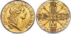 William III gold Guinea 1701 AU Details (Repaired) PCGS, KM498.1, S-3463. 2nd bust. Satisfyingly well-struck and fully detailed, a pleasing specimen o...