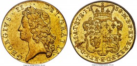 George II gold 2 Guineas 1738 AU55 PCGS, Royal mint, KM576, Fr-336b, S-3667B. Repositioned obverse legend. A lightly circulated specimen offering a go...