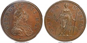 George III copper Proof Pattern 1/2 Penny 1788 PR63 Brown PCGS, Peck-21. By L. Pingo. Obv. Laureate bust. Rev. Britannia standing facing, holding wand...