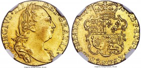 George III gold Guinea 1775 MS63 NGC, KM604, S-3734. A fabulous Guinea, full with mint luster and a delightful lemon gold color. George's portrait is ...