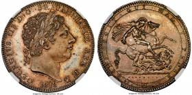 George III Crown 1818 MS63 NGC, KM675, S-3787, ESC-Unl. LVIII on edge. An extremely rare Crown, Pistrucci's signature on the reverse exhibiting its 'T...