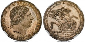 George III Crown 1819 MS64 NGC, KM675, S-3787, ESC-Unl. LIX on edge. A variety featuring both the 1818-style small tail to the Q in QUI on the reverse...