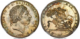 George III Crown 1820 MS63 NGC, KM675, S-3787, ESC-Unl. LX edge. M/N in BRITANNIARUM, and no stop after TUTAMEN on edge (a feature only found on 1819 ...