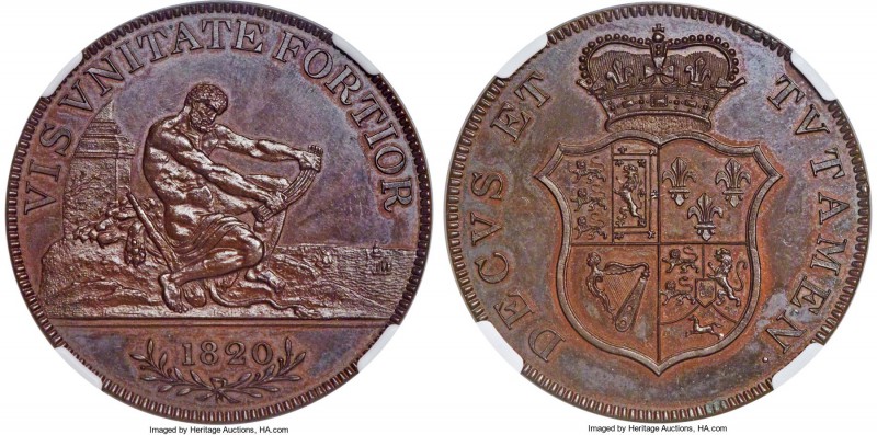 George III copper Proof Pattern 'Hercules' Crown 1820 PR64 Brown NGC, ESC-244 (R...