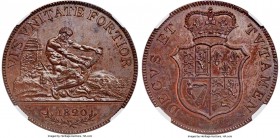George III copper Proof Pattern "Hercules" Crown 1820 PR63 Brown NGC, ESC-2059 (R2; prev. 244). Plain Edge.  By Droz after Monneron's French pattern (...