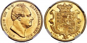 William IV gold Sovereign 1832 AU58 NGC, Royal mint, KM717, S-3829B. Clearly on the cusp of Mint State, the coin demonstrates strong golden luster, ye...