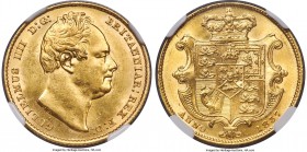 William IV gold Sovereign 1837 MS63 NGC, KM717, S-3829B. Fully choice, with a complete body of soft and satiny golden luster virtually unbroken by any...