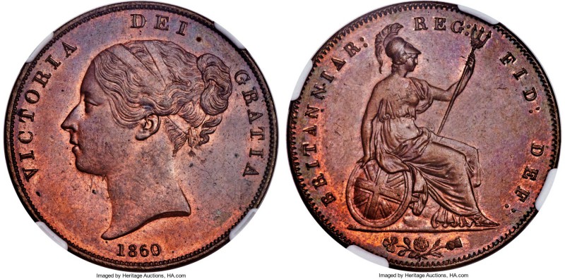 Victoria Penny 1860/59 MS63 Brown NGC, KM739, S-3948, Peck-1521. One of the most...