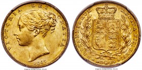Victoria gold Sovereign 1847 MS64 PCGS, KM736.1, S-3852. Cascading golden luster over nearly unblemished satiny fields yield an impression of even lof...