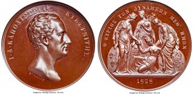 John Kapodistrias bronze Independence Medal 1828 (1836) MS66 Brown NGC, Wurzbach-4216. 44 mm, 52.18 gm. Greek War of Independence series. Commemoratin...