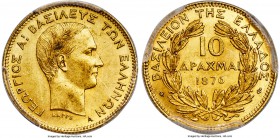 George I gold 10 Drachmai 1876-A MS62 PCGS, Paris mint, KM48.  Scarcely encountered in Mint State, and always coveted when such an opportunity is pres...