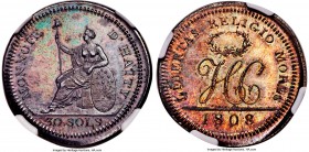 North Haiti. Henri Christophe silver Pattern 30 Sols 1808 MS64 NGC, Birmingham mint, by M. Boulton, KM-Pn8. Obv. Liberty seated left holding cap and P...