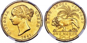 British India. Victoria gold Mohur 1841-.(c) AU58 NGC, Calcutta mint, KM462.2, Prid-22, S&W-3.11 Type B/1, W.W. incuse with crosslet 4. Obv. Young por...