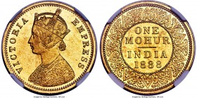 British India. Victoria gold Mohur 1888-(c) MS61 NGC, Calcutta mint, KM496. Sun-gold with good detail owing to a strong strike. The fields exhibit jus...