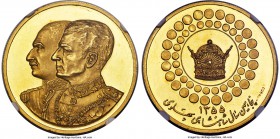 Muhammad Reza Pahlavi Shah gold Medal SH 1355 (1976) MS62 NGC, 35mm, 25gm, stamped 0.900 fine. A beautiful smaller version of the Pahlavi Golden Jubil...