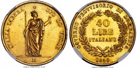 Lombardy-Venetia. Revolutionary Provisional Government gold 40 Lire 1848-M MS62 NGC, Milan mint, KM-C24, Fr-474. Quite attractive, with only a meager ...
