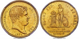 Naples & Sicily. Ferdinand II gold 15 Ducati 1831 AU55 NGC, Naples mint, KM311, Fr-867, Pagani-147. A rare type displaying the bust of Ferdinando II (...