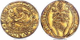 Papal States. Innocent VIII gold Ducat (Fiorino di Camera) ND (1484-1492) MS62 PCGS, Rome mint, Fr-27, Berman-497. A superb offering struck to a remar...