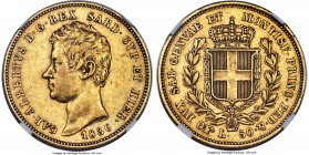 Sardinia. Carlo Alberto gold 50 Lire 1836 (Eagle)-P AU53 NGC, Turin mint, KM137.1, Fr-1140. A very scarce type of which only 385 examples were origina...