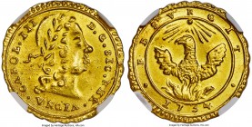 Sicily. Carlo III (VI of Austria) gold Oncia 1734 MS66 NGC, Palermo mint, KM135, Fr-887. An incredibly alluring gem, this highly lustrous piece offers...