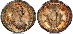 Tuscany. Pietro Leopoldo 5 Paoli 1787 MS65 NGC, KM-C19a. A prismatic gem and quite an enticing example at this elite quality, displaying a velveteen c...