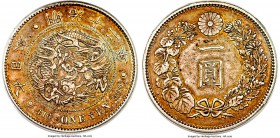 Meiji Yen Year 12 (1879) AU Details (Cleaned) PCGS, KM-Y25.2, JNDA-01-10. A better, scarcer date for the type, well struck, with minimal wear observed...